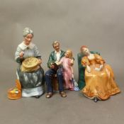 Royal Doulton character figures, Embroidering HN2855, Romance HN2430 (crack to base) & Grandpa's