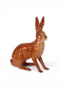 Beswick Hare - Seated in Dark Colourway with exceptional detail. Model 1025. Height 17cm