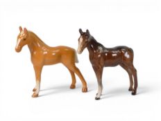 Beswick Small Thoroughbred Foal in Brown Gloss - First Version & Palomino - Second Version. Model No