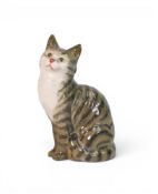 Beswick Cat Seated in Grey Swiss Roll. Model 1030. Height 16cm