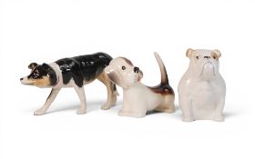 Beswick Comical Dachshund Model 1068, Bulldog Model 1872 and John Beswick Sheepdog. (3)