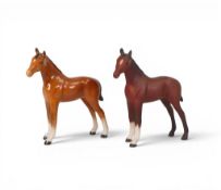 Beswick Large Thoroughbred Foal - Second Version in Brown Matt & Orange Bay. Model No 1813. Height