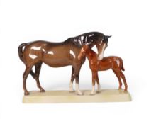 Beswick Mare & Foal in Brown Mare and Chestnut Foal. Model No 1811