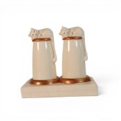Beswick Cat on Chimney Pot Cruet Set. Model 2761. Height 10cm.