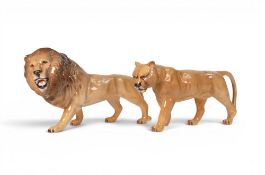Beswick Lion - Facing Left and Lioness - Facing Left. Model 2089 & 1507 (2)
