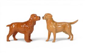 Beswick Golden Labrador - Large & Spaniel in Tan. Model 1548. (2)