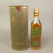 A unopened boxed Johnnie Walker Green Label 15-year-old blended malt scotch whisky. 20cl