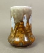 Cobridge stoneware vase, 'Bottle Kiln' design by Phillip Gibson. Impressed and painted marks. Height