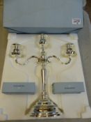 Wedgwood 'Marchesa Triple' candlestick holder/candelabra with crystal droplets, unused and boxed.
