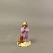 Royal Doulton prototype Bunnykins figure Bedtime, painted in a different colourway with pink/blue