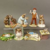 Royal Albert Beatrix Potter figures, Miss Dormouse, No More Twist, The Christmas Stocking, Tom