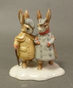 Beswick Beatrix Potter tableau, Two Gentleman Rabbits P4210, with box.