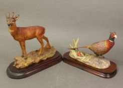 Two Border Fine Arts figures, a Pheasant and a Roe Buck (antlers damaged/absent)(2).