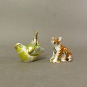Two boxed Royal Crown Derby paperweights, a Greenfinch and a Sumatran Tiger Cub (2).