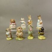 Royal Albert and Beswick Beatrix Potter boxed figures, Mrs Rabbit Cooking, Babbitty Bumble,