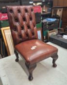 Oxblood leather Chesterfield child's chair, height 62cm.