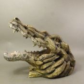 In the manner of Matt Buckley/Edge, resin figural head of a Nile Crocodile, length 40cm.