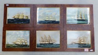 Wedgwood - A collection of six 20th century framed Wedgwood clipper plaques. Each plaque mounted