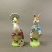 Beswick large Beatrix Potter figures, Jemima Puddleduck and Peter Rabbit (2).