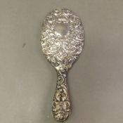 Edwardian silver covered ladies hand mirror, Chester 1907, mirror glass a/f.