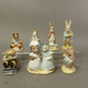 Royal Albert Beatrix Potter boxed figures, Mittens and Moppet, Fierce Bad Rabbit, Mr Jackson,