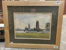 Cricket interest: watercolour painting County Ground, Taunton, signed lower right, signature