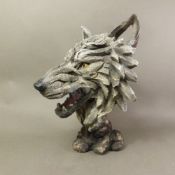 In the manner of Matt Buckley/Edge, resin figural head of a Wolf, height 36cm.