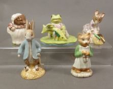 Beswick Beatrix Potter figure Jeremy Fisher Catches a Fish, Mr Rabbit Digging, Ginger, Mrs