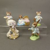 5 Royal Albert Beatrix Potter figures Mrs Ribby, Tom Kitten, Peter Rabbit, Hunca Munca & Lady
