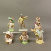 Beswick Beatrix Potter figures, Hunca Munca, Farmer Potatoes, Mrs Tittlemouse, Peter Rabbit