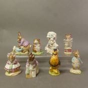 Beswick Beatrix Potter figures, Lady Mouse, Tailor of Gloucester, Mr Benjamin Bunny, Timmy Willie