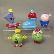 A collection of Wade Mr Men figures to include Mr Small, Mr Funny, Little Miss Tiny, Little Miss