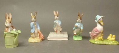 Beswick Beatrix Potter figures Jemima and Her Ducklings, Peter on His Book, Peter in the Watering