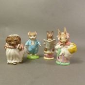 Royal Albert large Beatrix Potter figures, Mrs Tiggywinkle, The Tailor of Gloucester, Tom Kitten and