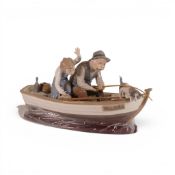 A Lladro figure 'Gramps gone fishing' model number 5215, with wooden plinth, height 21cm