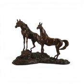 A Bronze figure group by the Franklin Mint , ' Intruder' designed by Lanford Munroe, height 21cm,