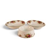 Three Pieces of Royal Albert Old Country Rose , to include a rare Pet Bowl together with two oval