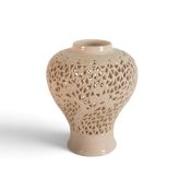 Chinese Reticulated Blanc de Chine Vase Prunus design.