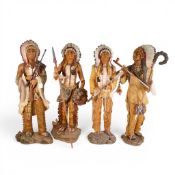 A Group of four Academy resin figures of different Indian Chiefs , Tallest 53cm,