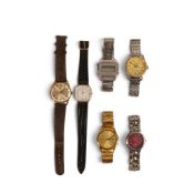 A group of mixed Wrist Watches to include two metal strapped Seiko examples, Metal strapped Montre