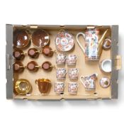 Japanese Imari Arita part coffee set with pheasant motif highlighted in gilt, to include coffee pot,