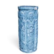 Mottled green ecclesiastical earthenware stick/umbrella stand. (H: 52cm)
