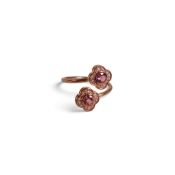 Clogau 9K gold & pink tourmaline bypass ring, size N. 2.9g.