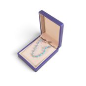 9k white gold & Turquoise ' sleeping beauty' bracelet, 19cm wearable length, 5.43g.