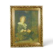 Oil on board, reproduction of the famous painting 'Bubbles' by Sir John Everett Millais, housed in