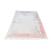 Woolen Chinese Peking style rug, with pink borders and floral decoration. Collection/Courier