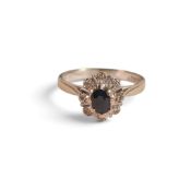 18ct white gold sapphire & diamond ring, size J. 3.71g.