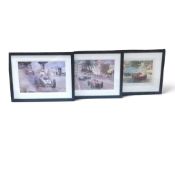 Three limited edition prints by Michael Turner depicting race scenes from a Monaco Grand Prix. (H: