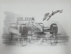 John Hancox art print, signed JJ Lehto Dallara F191 Formula One car 1991, limited edition no.35 of