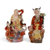 Two Oriental ceramic figures to include, Shou Lao , the God of Longevity & Golden Boy , both figures